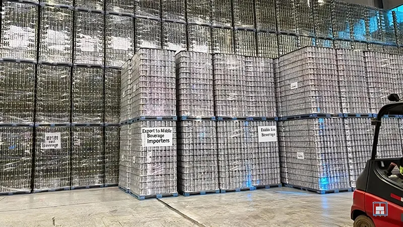 Aluminum cans manufactured for Middle East beverage importers and export logistics