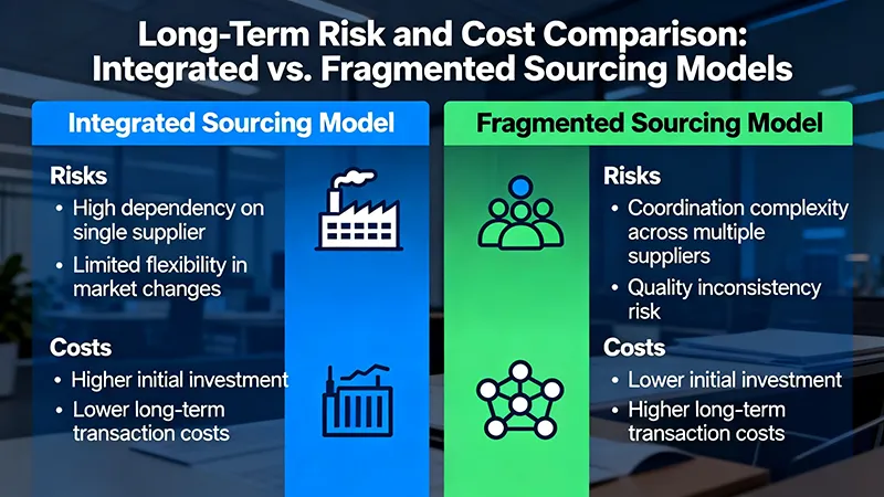 Long-term risk and cost comparison between integrated and fragmented sourcing models