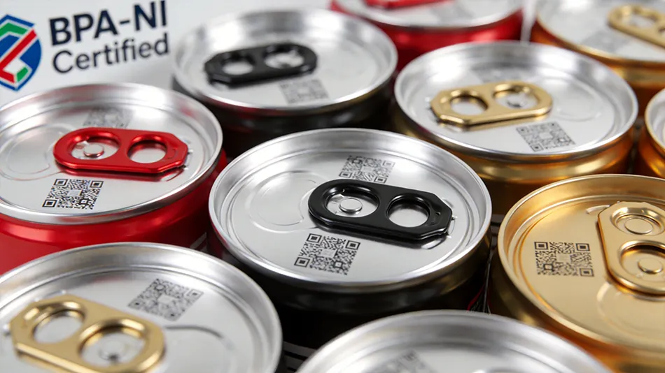 Customized colored tabs and BPA-NI compliant coatings on 202 and 206 SOT lids manufactured by Baixi Industry.