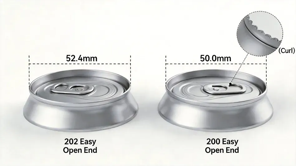 difference between 200 and 202 aluminum can lids