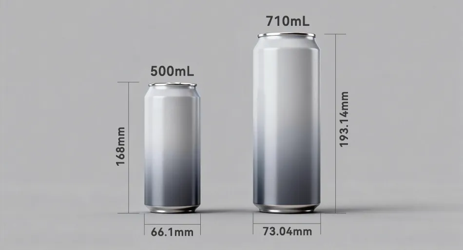710ml vs 500ml aluminum can size comparison
