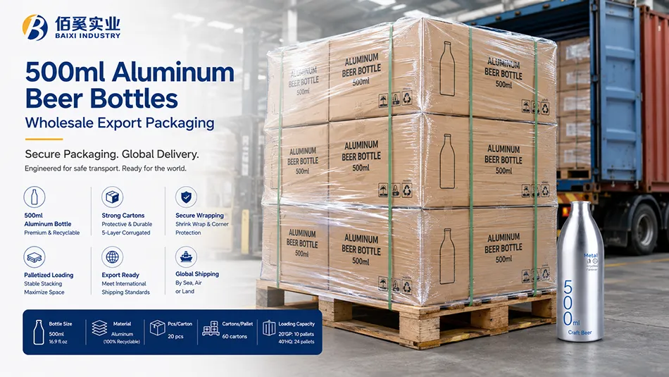500ml aluminum bottles wholesale export packaging