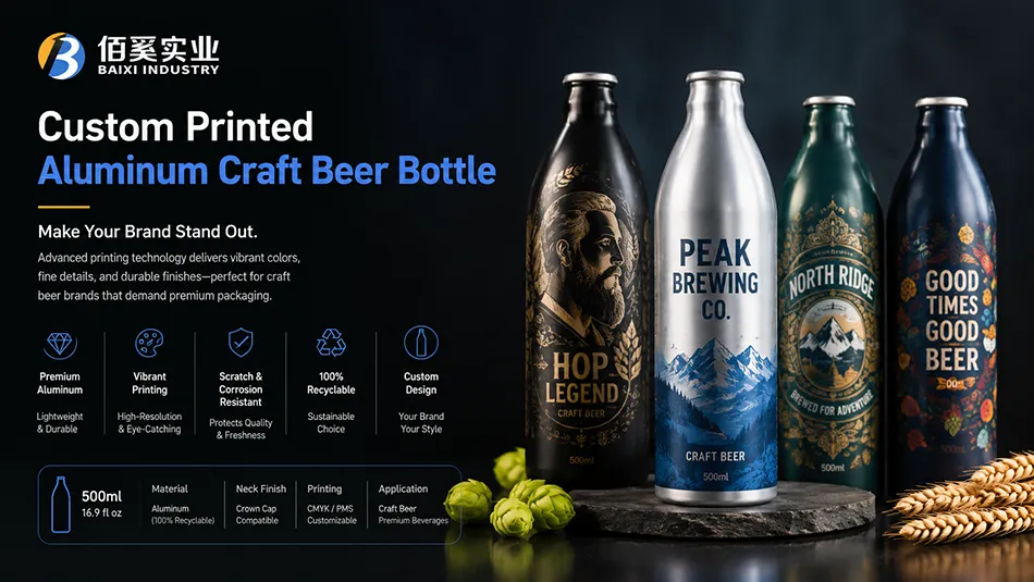 custom printed aluminum beer bottles OEM
