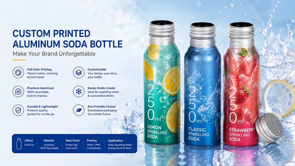custom printed aluminum soda bottles OEM