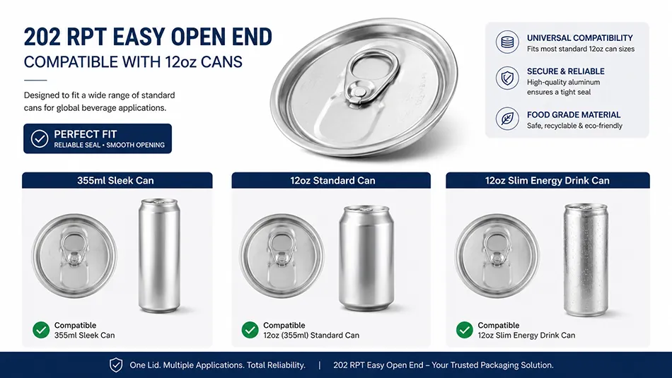 202 RPT lid for 12oz aluminum beverage cans