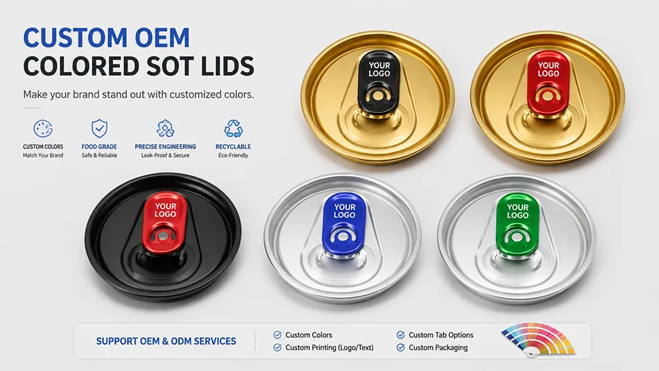 custom colored 202 aluminum can lids OEM