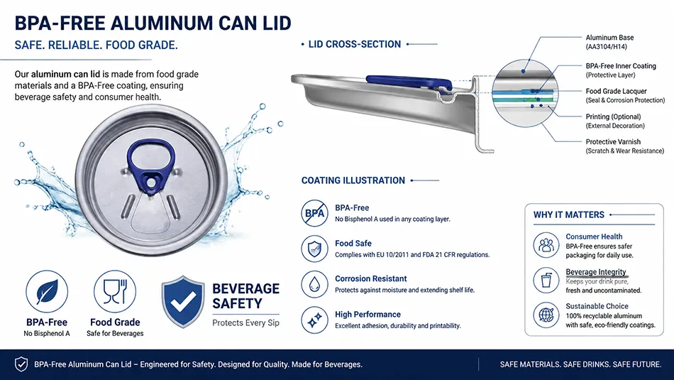 BPA free aluminum can lid for beverage packaging