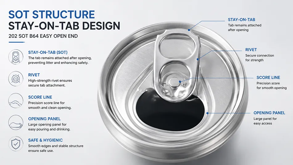 202 SOT B64 aluminum can lid structure