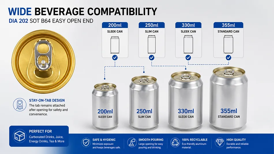 202 SOT B64 aluminum can lid compatible with beverage cans