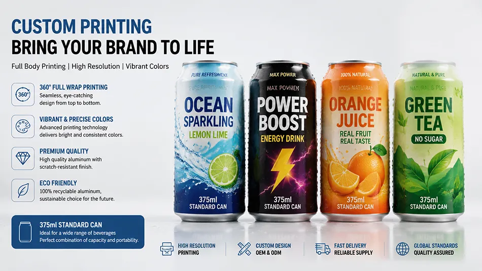 custom printed 375ml aluminum can