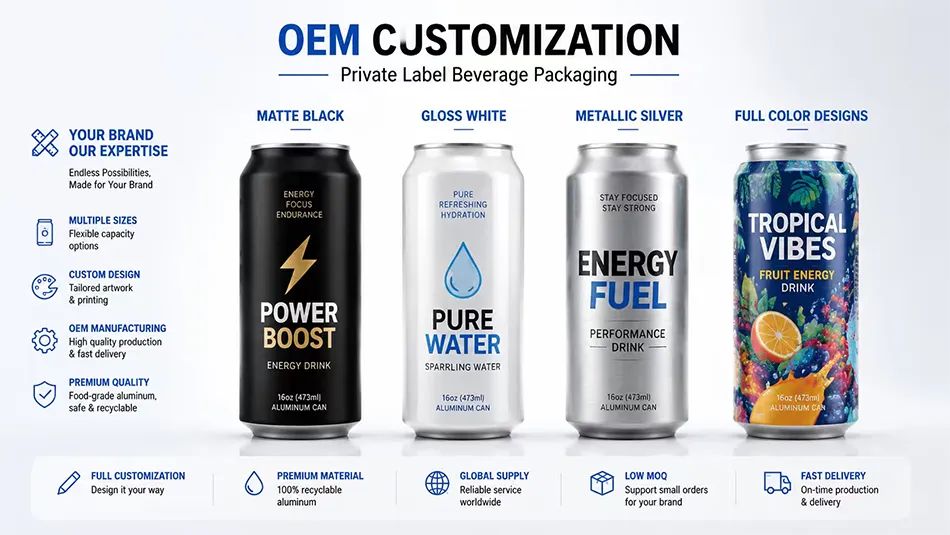 OEM custom printed 16oz aluminum beverage cans