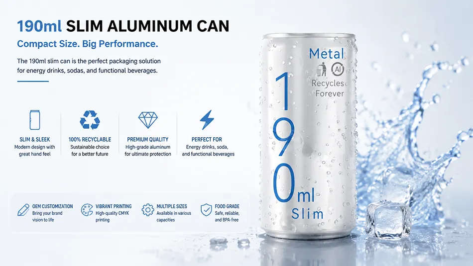 190ml slim aluminum can manufacturer for energy drinks and soft beverages