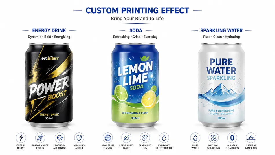 custom printed 300ml aluminum beverage cans for beverage brands