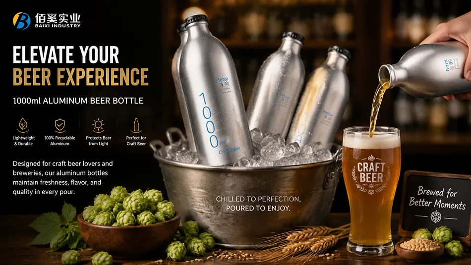 1000ml aluminum bottle for craft beer packaging and brewery applications