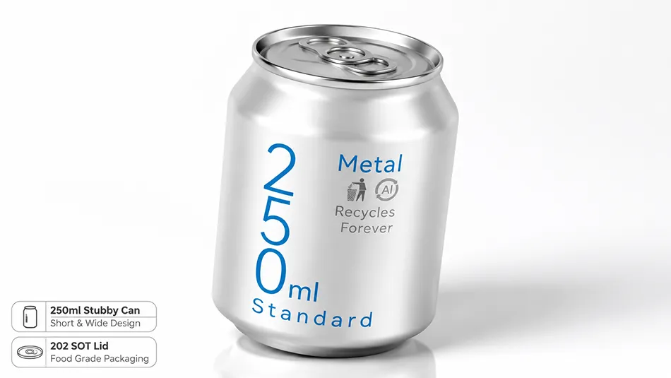 250ml stubby aluminum beverage can manufacturer with 202 SOT lid