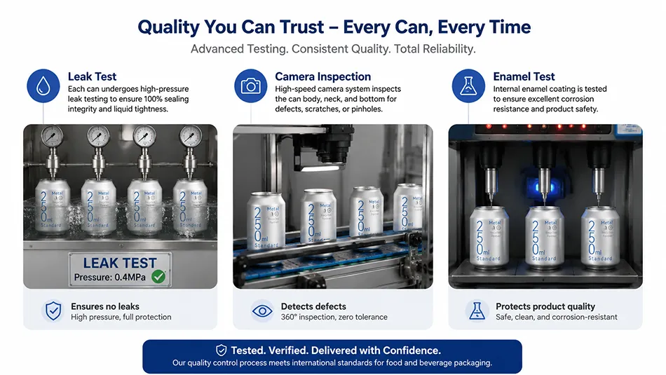 250ml aluminum can quality inspection and testing process