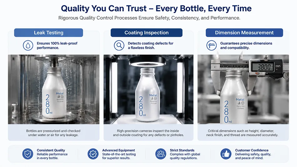 280ml aluminum bottle quality inspection and testing process