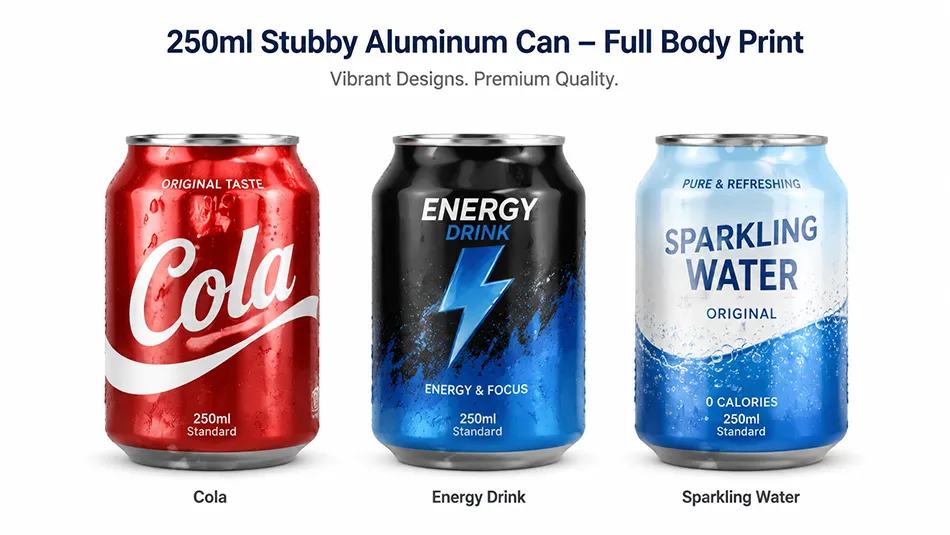 custom printed 250ml stubby aluminum soda cans