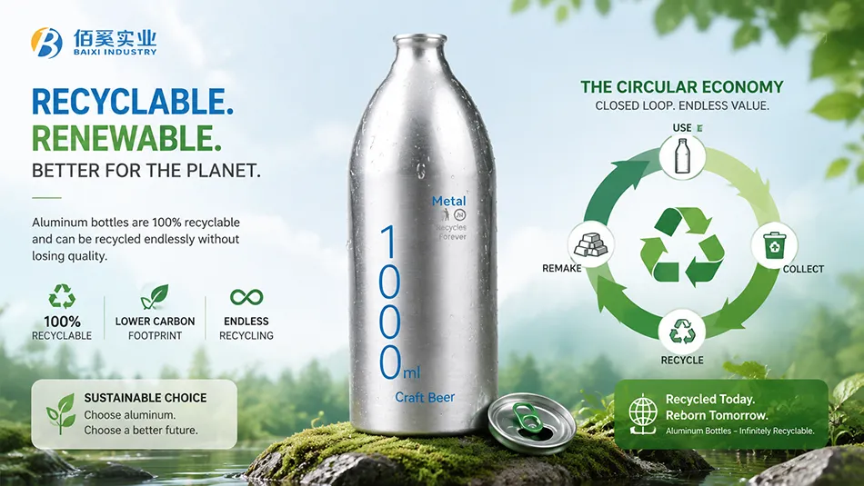 recyclable 1000ml aluminum beer bottle sustainable packaging solution