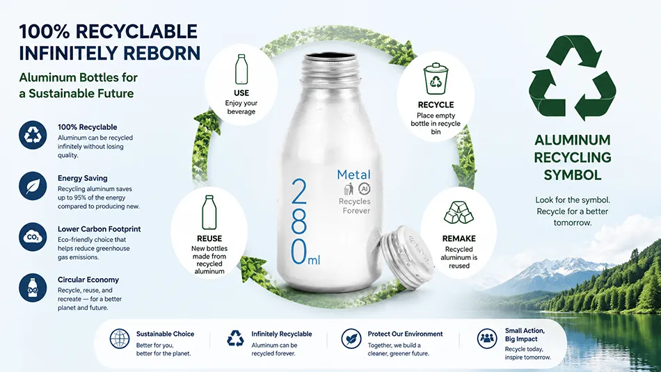 recyclable 280ml aluminum beverage bottle sustainable packaging solution