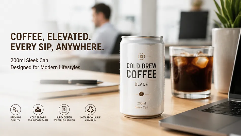 200ml sleek aluminum cans for ready to drink coffee
