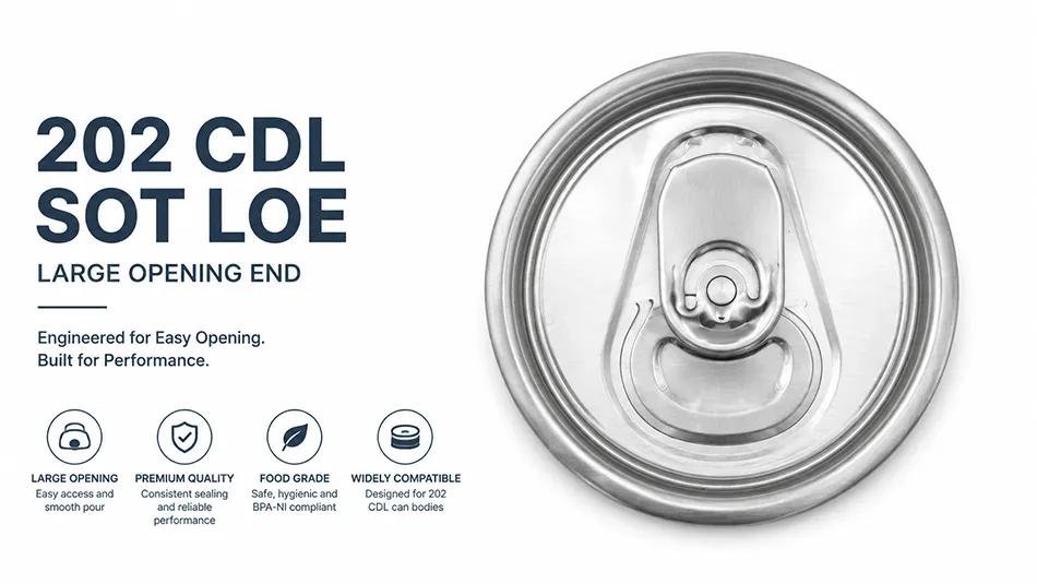 202 CDL SOT LOE can lid manufacturer large opening easy open end supplier