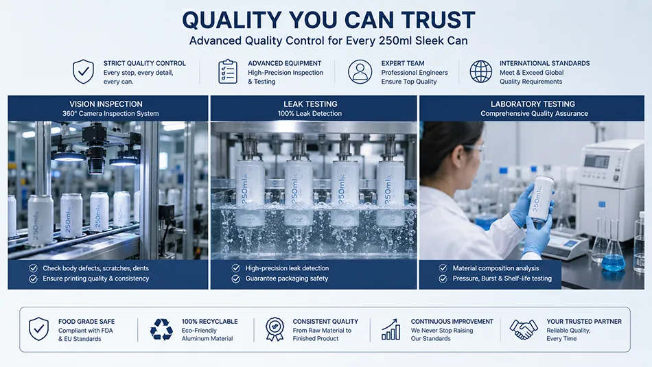 quality inspection process for 250ml sleek aluminum cans