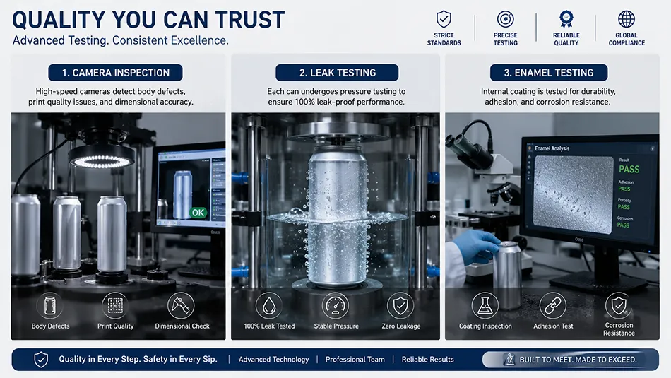 quality inspection process for 269ml sleek aluminum cans