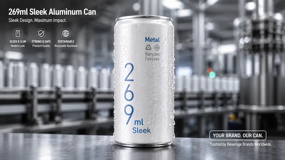 269ml sleek aluminum can manufacturer for beverage packaging