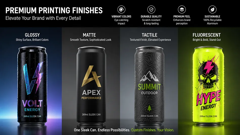 printing effects for 269ml sleek aluminum cans