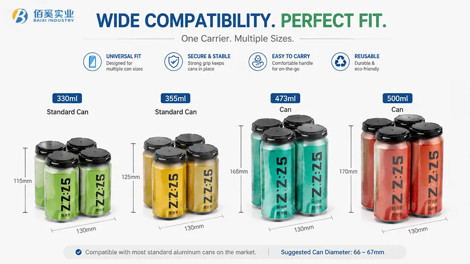 4 pack plastic can carrier compatible with 202 aluminum beverage cans