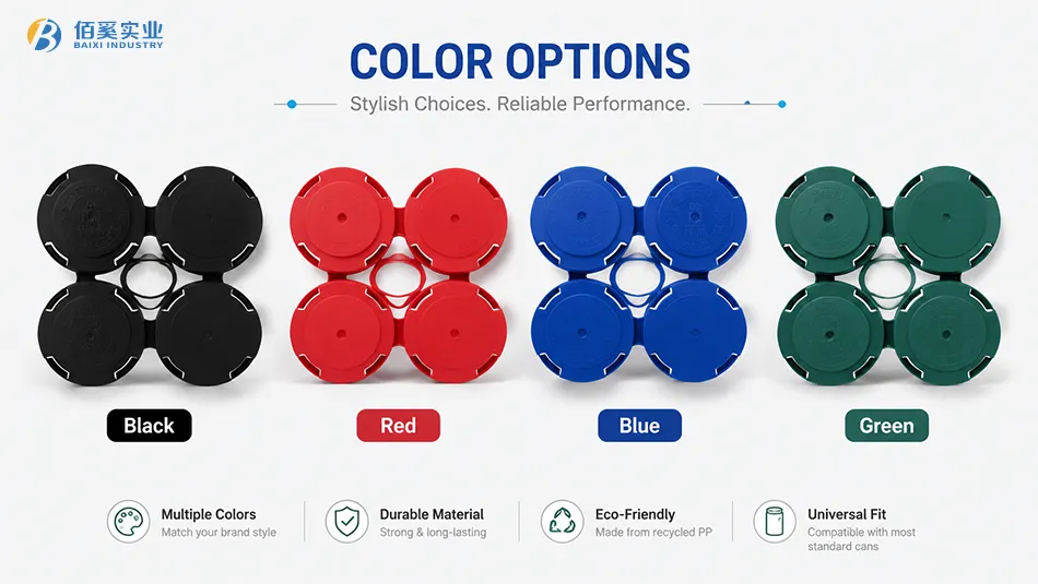 black red blue and green 4 pack plastic can carriers