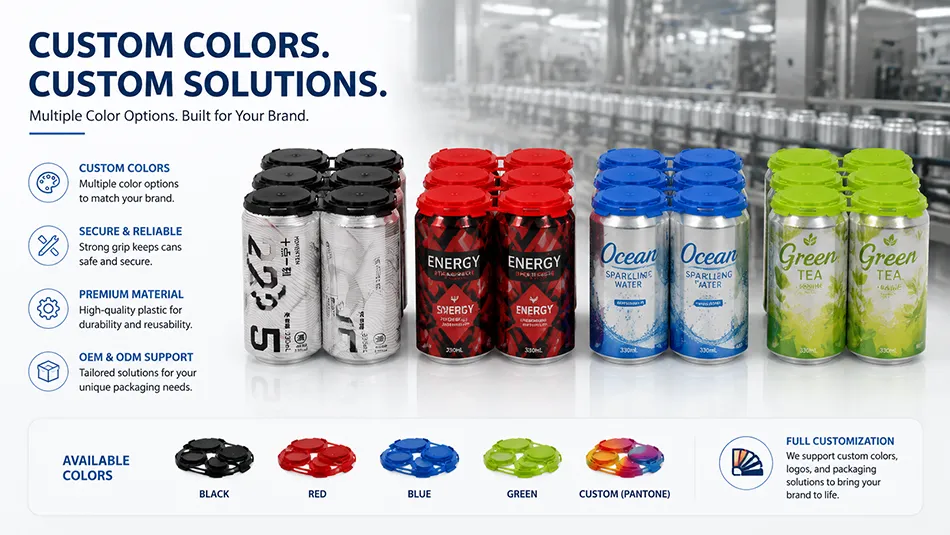 custom color 6 pack plastic can carriers for beverage brands