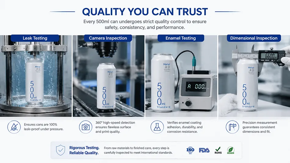quality control testing for 500ml aluminum beverage cans