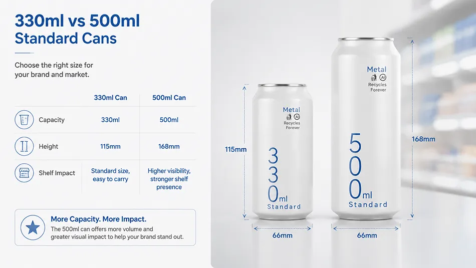 500ml aluminum can compared with 330ml beverage can