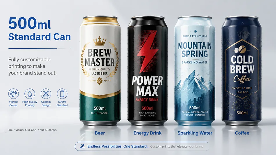 custom printed 500ml aluminum beverage cans with full color branding
