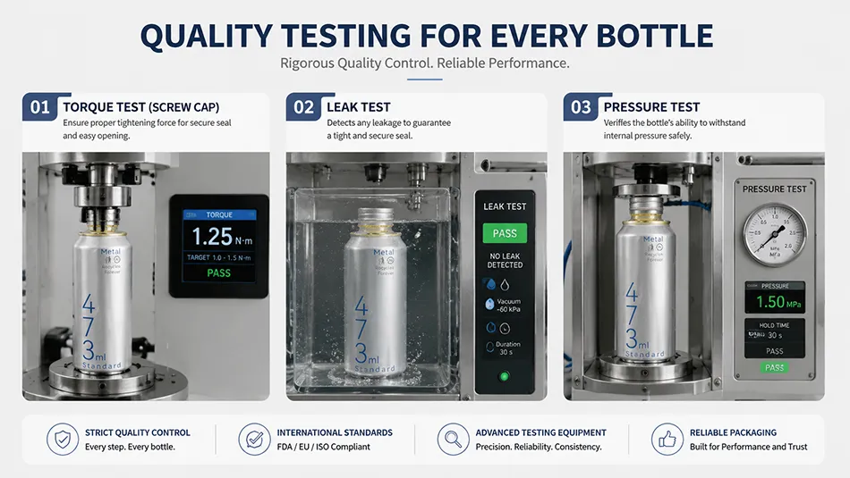 quality control testing for 473ml resealable screw cap aluminum beverage cans