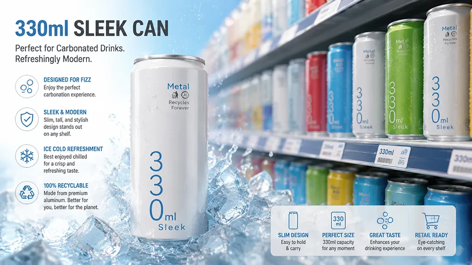 330ml sleek aluminum can for soda and carbonated beverage packaging supplier
