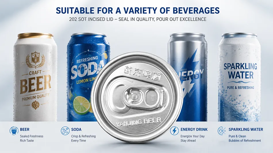 202 SOT Incised Can Lids Used for Beer Soda Energy Drinks and Sparkling Water
