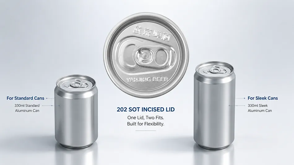 202 SOT Incised Can Lids Compatible with Standard and Sleek Aluminum Cans