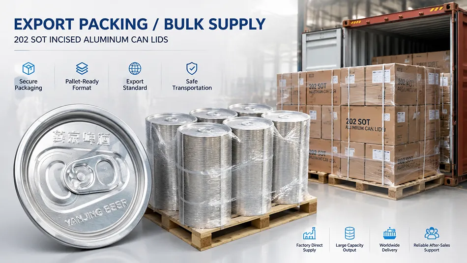 Export Packing of 202 SOT Incised Aluminum Can Lids