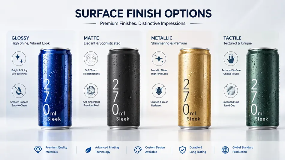 glossy matte tactile aluminum can printing finishes