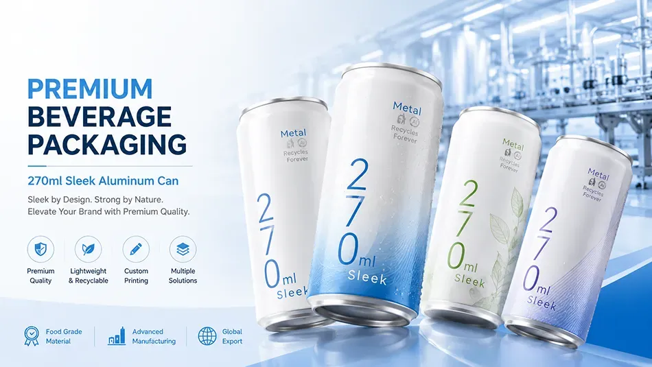 270ml sleek aluminum cans manufacturer for beverage packaging
