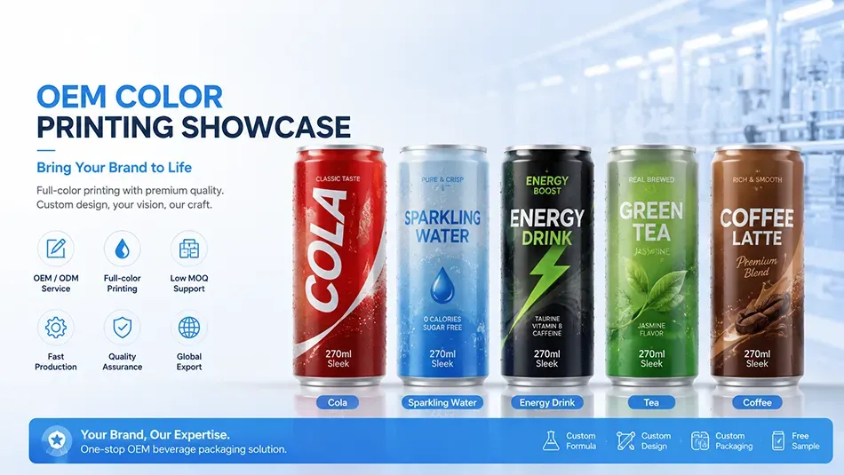 custom printed 270ml sleek aluminum cans for private label beverages