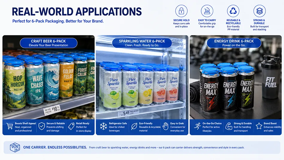 6 pack drink cans with PP plastic carrier