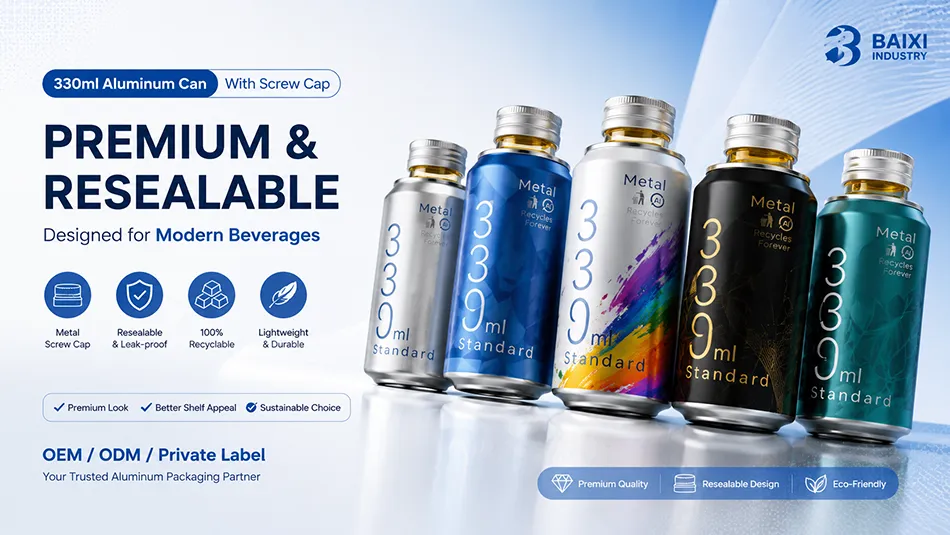 330ml aluminum can with screw cap manufacturer for beverage packaging