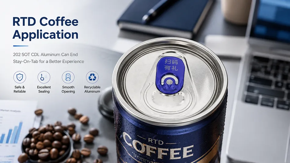 202 SOT CDL aluminum lids for RTD coffee cans