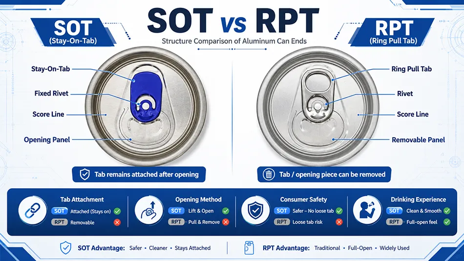 202 SOT vs RPT aluminum can lids comparison