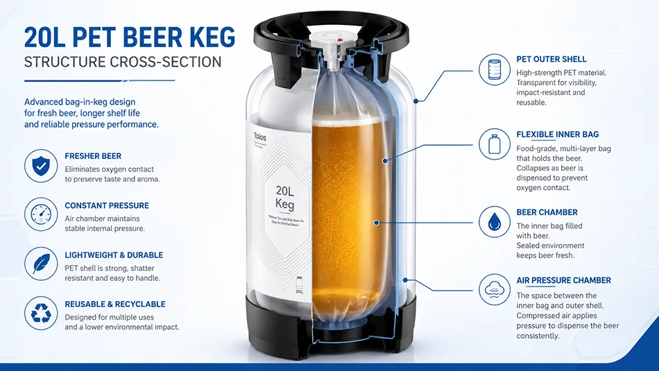 inner bag structure of one way PET beer keg