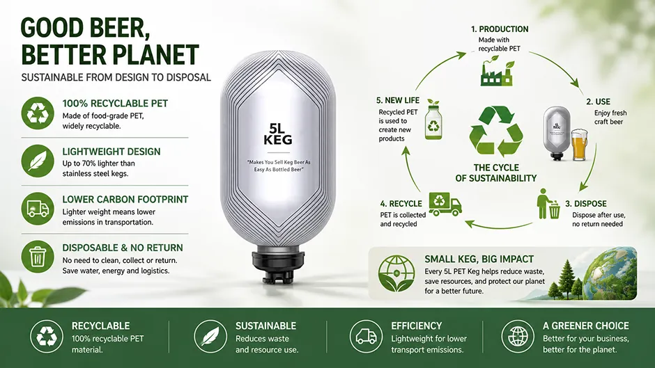 recyclable PET beer keg for sustainable brewery packaging